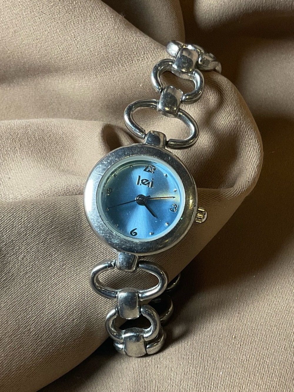 LEI Blue Dial Bracelet Watch Silver Tone Link Band Quartz Japan Movement